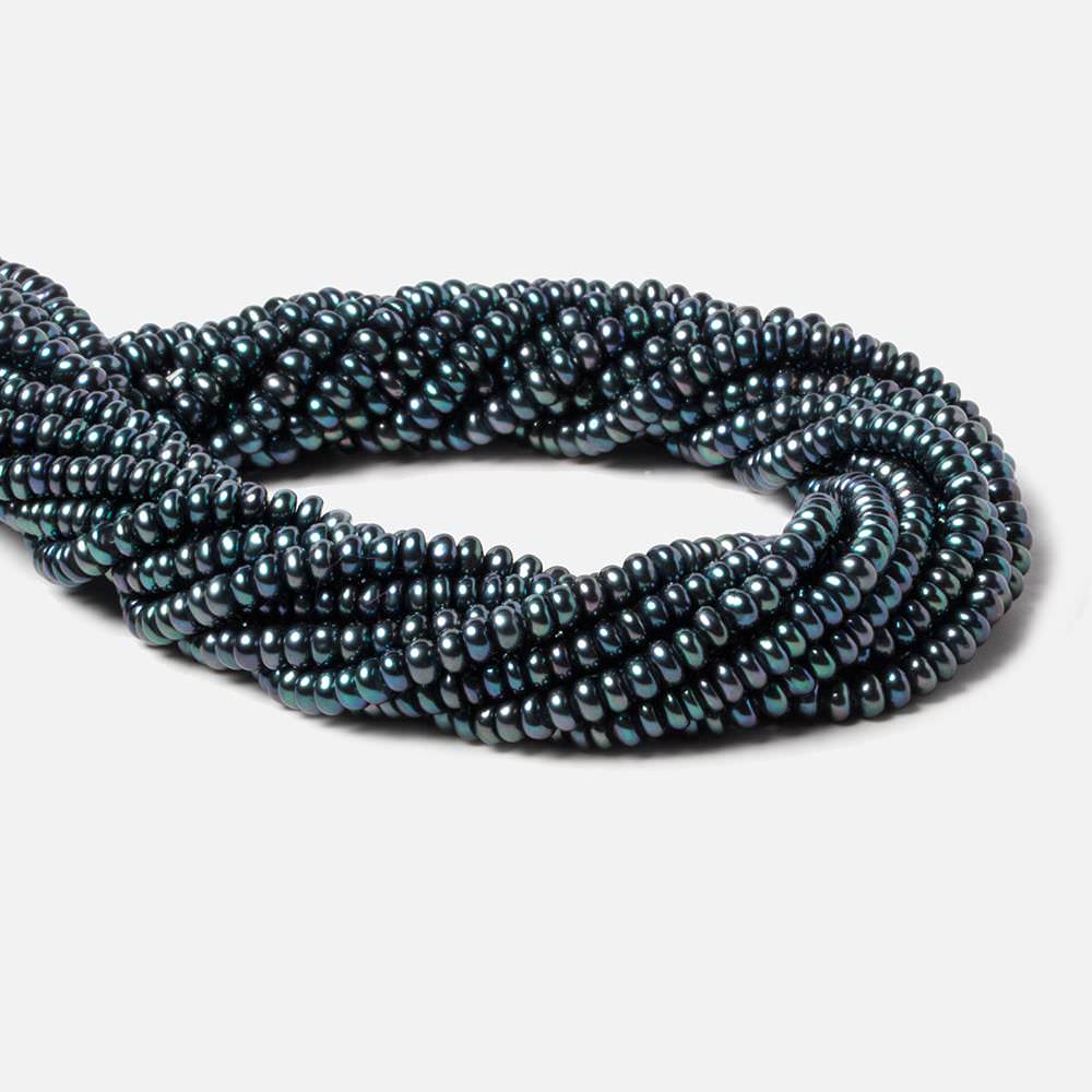 4mm Peacock Teal Center Drilled Button Freshwater Pearls 15 inch 149 pieces