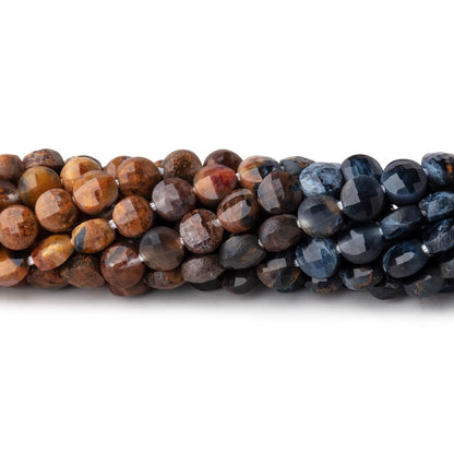 4mm Pietersite Checkerboard Calibrated Faceted Coins 12 inch 80 beads A