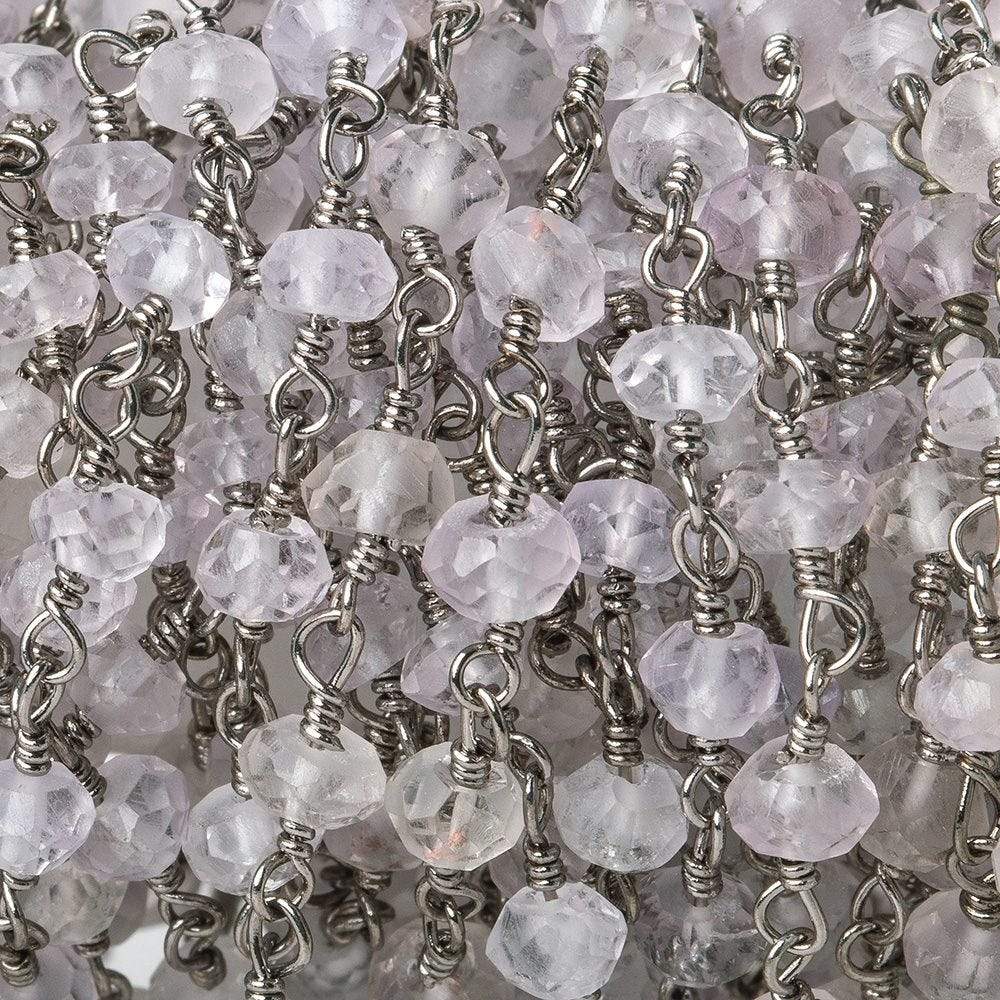 4mm Pink Amethyst faceted rondelle Black Gold plated Chain by the foot 38 pcs