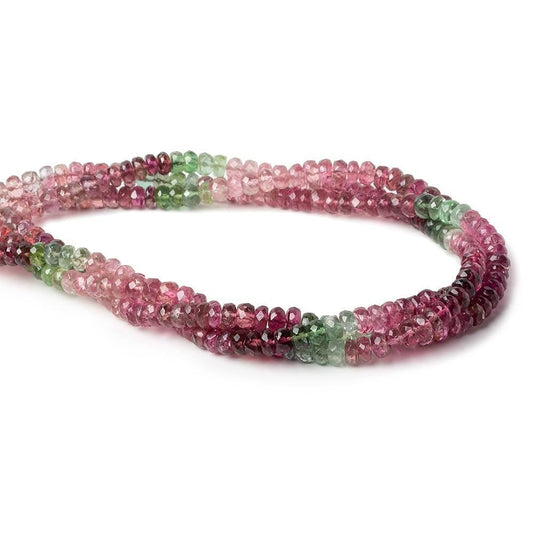 4mm Pink and Green Tourmaline Faceted Rondelle Beads 14 inch 130 pcs