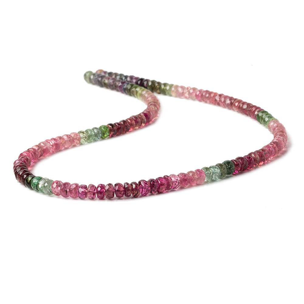 4mm Pink and Green Tourmaline Faceted Rondelle Beads 14 inch 130 pcs