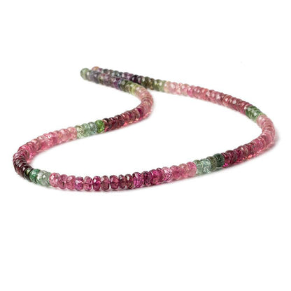 4mm Pink and Green Tourmaline Faceted Rondelle Beads 14 inch 130 pcs
