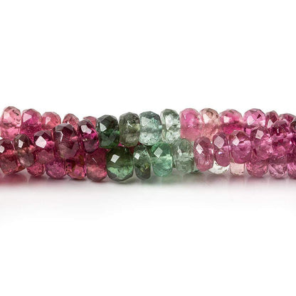 4mm Pink and Green Tourmaline Faceted Rondelle Beads 14 inch 130 pcs