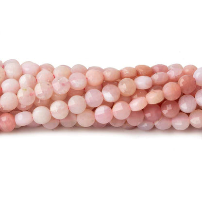 4mm Pink Peruvian Opal checkerboard calibrated faceted coins 12.5 inch 85 beads AAA