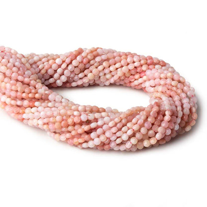 4mm Pink Peruvian Opal checkerboard calibrated faceted coins 12.5 inch 85 beads AAA