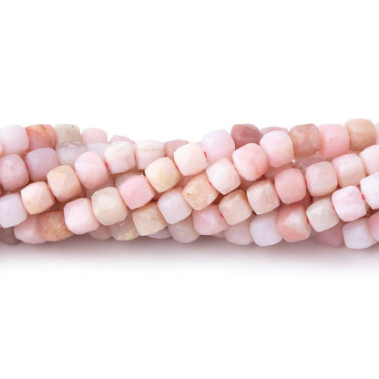 4mm Pink Peruvian Opal Micro Faceted Cube Beads 12 inch 75 pieces