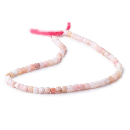 4mm Pink Peruvian Opal Micro Faceted Cube Beads 12 inch 75 pieces