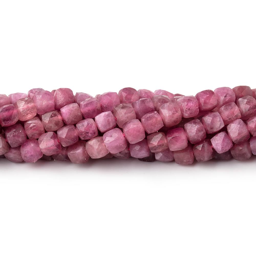 4mm Pink Tourmaline Micro Faceted Cube Beads 12 inch 80 pieces