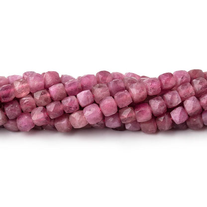 4mm Pink Tourmaline Micro Faceted Cube Beads 12 inch 80 pieces