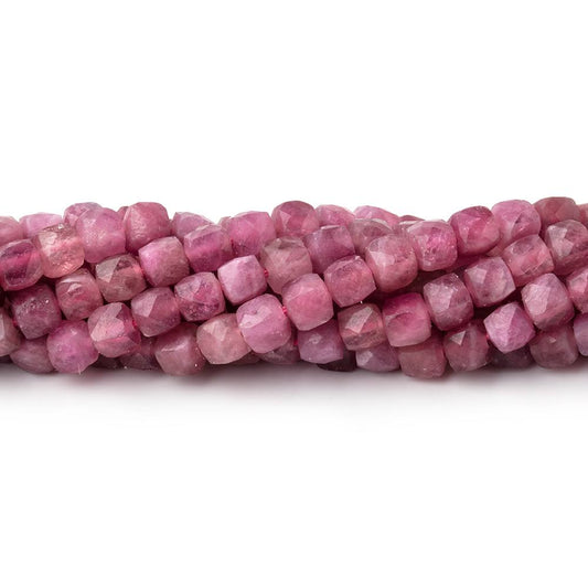 4mm Pink Tourmaline Micro Faceted Cube Beads 12 inch 80 pieces