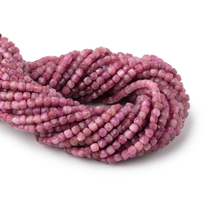 4mm Pink Tourmaline Micro Faceted Cube Beads 12 inch 80 pieces