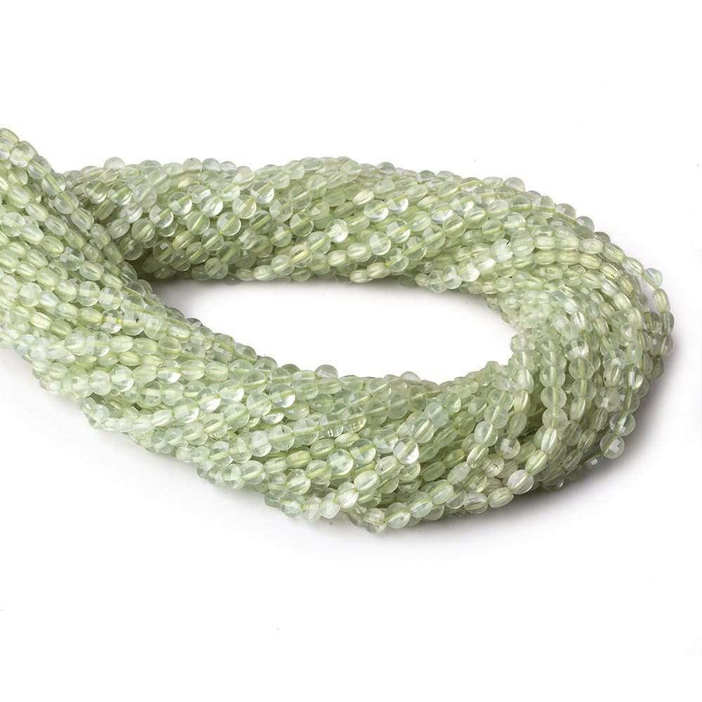 4mm Prehnite checkerboard calibrated faceted coins 12.5 inch 85 beads AAA