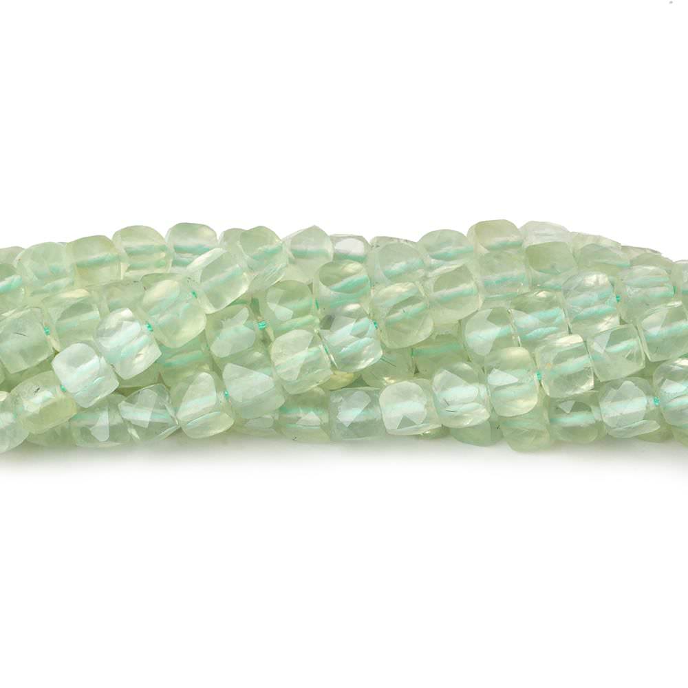 4mm Prehnite micro faceted cubes 12 inch 80 beads