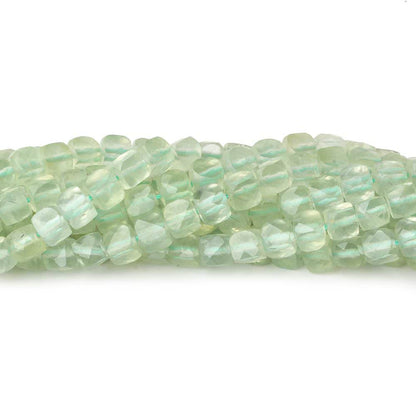 4mm Prehnite micro faceted cubes 12 inch 80 beads