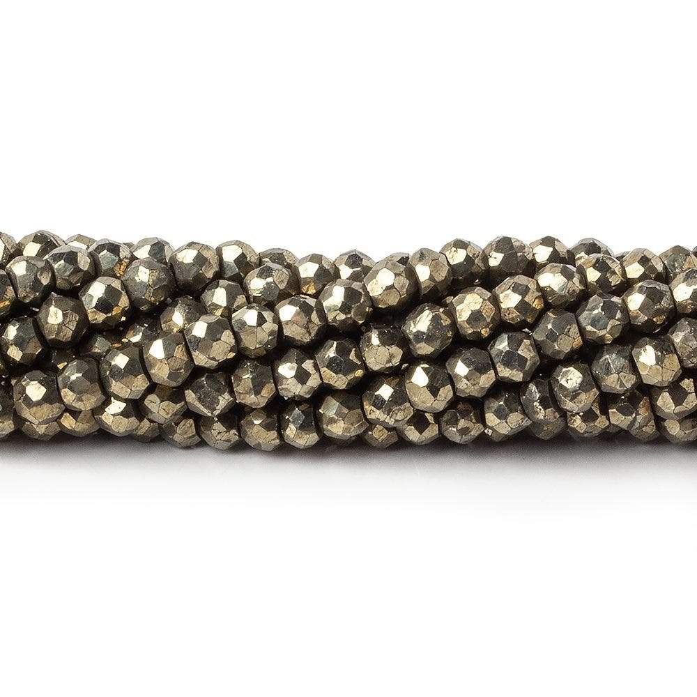 4mm Pyrite Faceted Rondelle 13 inch 100 Beads