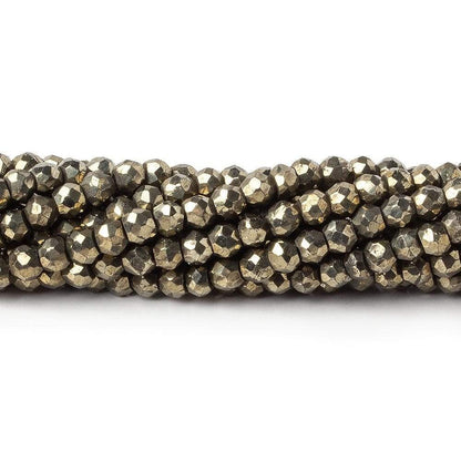 4mm Pyrite Faceted Rondelle 13 inch 100 Beads