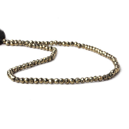 4mm Pyrite Faceted Rondelle 13 inch 100 Beads