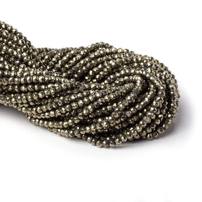 4mm Pyrite Faceted Rondelle 13 inch 100 Beads