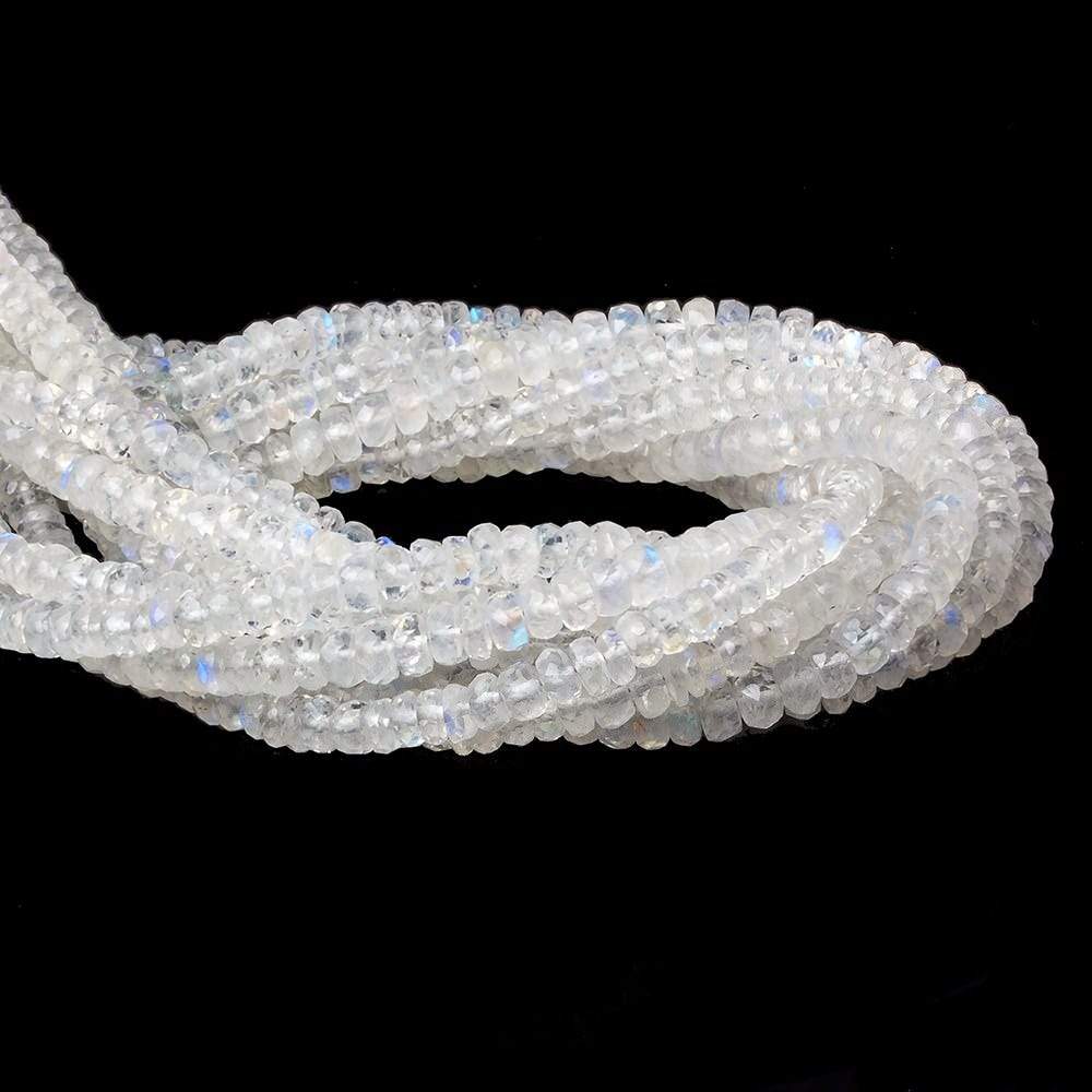 4mm Rainbow Moonstone Faceted Rondelle Beads 10 inch 105 beads AAA