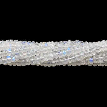 4mm Rainbow Moonstone Faceted Rondelle Beads 10 inch 105 beads AAA