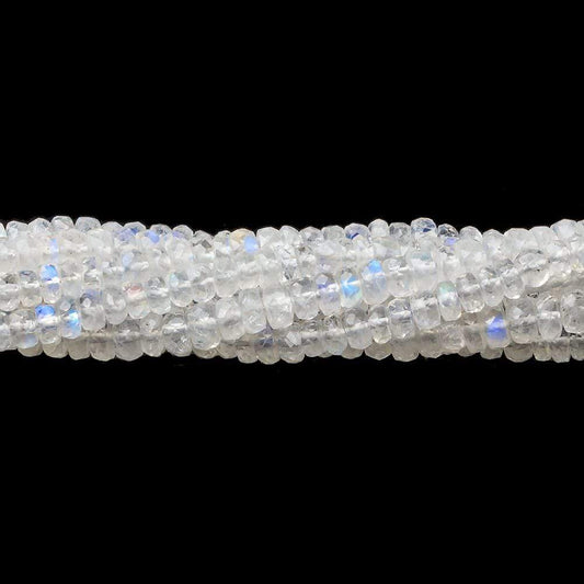 4mm Rainbow Moonstone Faceted Rondelle Beads 10 inch 105 beads AAA