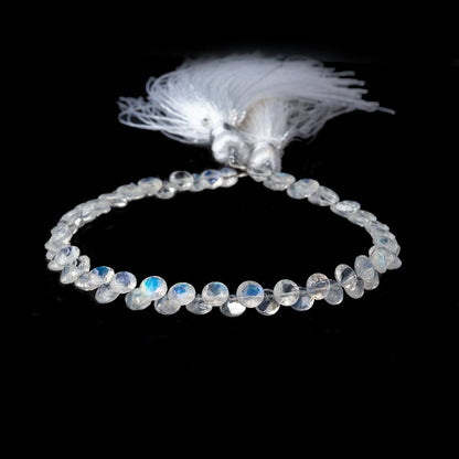 4mm Rainbow Moonstone Pavilion Faceted Coin Beads 7 inch 66 pieces AAA