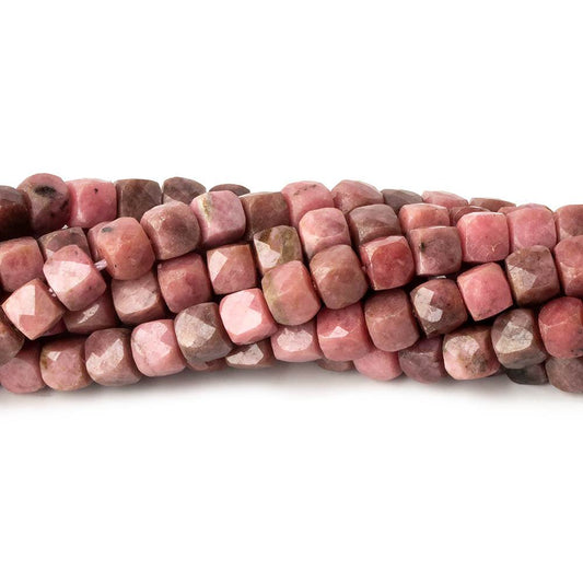 4mm Rhodonite micro faceted cubes 12 inch 80 beads