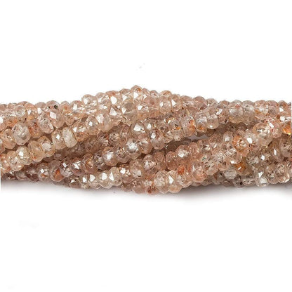 4mm Rose and Champagne Zircon Faceted Rondelle Beads 14 inch 180 pieces