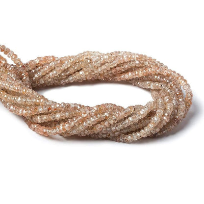 4mm Rose and Champagne Zircon Faceted Rondelle Beads 14 inch 180 pieces