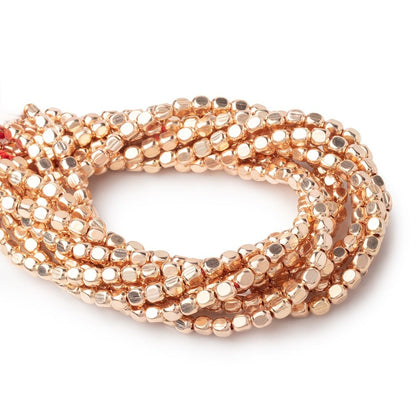 4mm Rose Gold plated Copper Plain Cube 8 inch 52 Beads