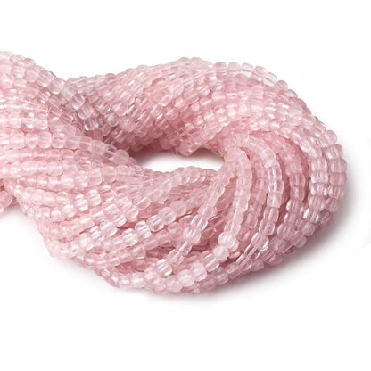 4mm Rose Quartz micro faceted cubes 12 inch 80 beads