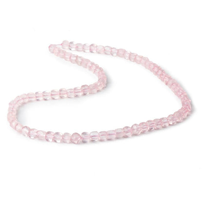 4mm Rose Quartz micro faceted cubes 12 inch 80 beads