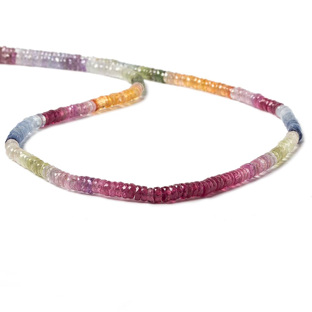 4mm Ruby & Fancy Sapphire faceted rondelle beads 18 inch 325 pieces AA