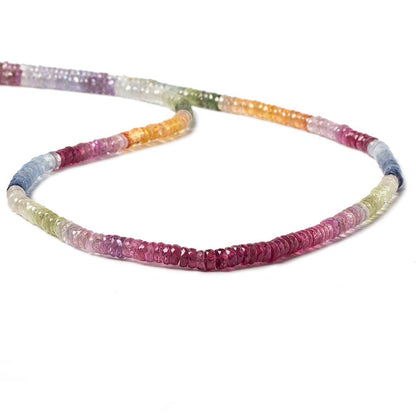 4mm Ruby & Fancy Sapphire faceted rondelle beads 18 inch 325 pieces AA