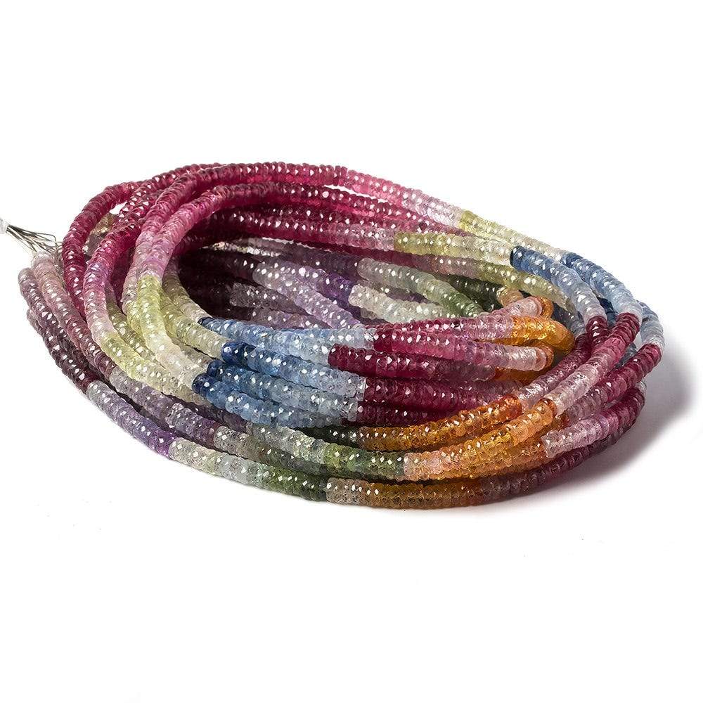 4mm Ruby & Fancy Sapphire faceted rondelle beads 18 inch 325 pieces AA