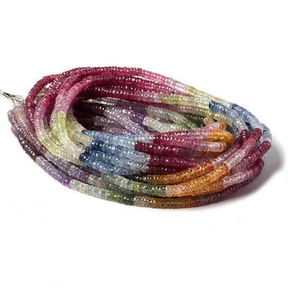 4mm Ruby & Fancy Sapphire faceted rondelle beads 18 inch 325 pieces AA