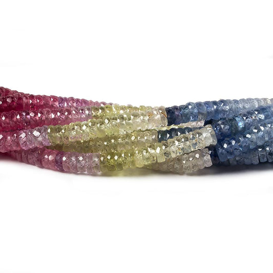 4mm Ruby & Fancy Sapphire faceted rondelle beads 18 inch 325 pieces AA