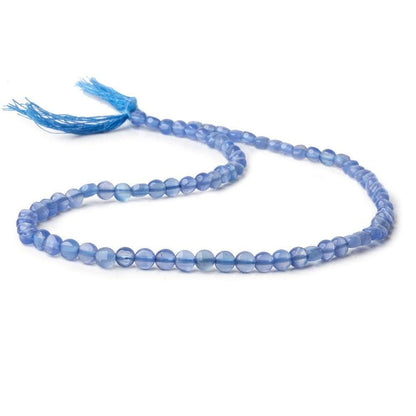 4mm Santorini Blue Chalcedony checkerboard calibrated faceted coins 12.5 inch 85 beads AAA