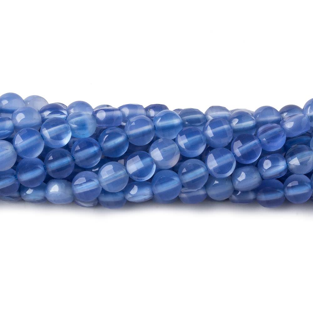 4mm Santorini Blue Chalcedony checkerboard calibrated faceted coins 12.5 inch 85 beads AAA