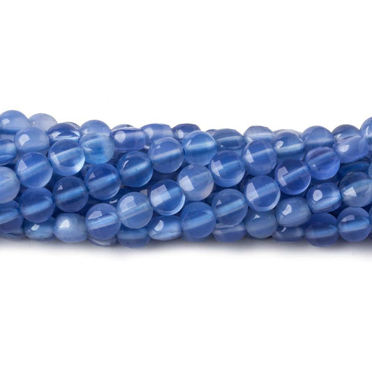 4mm Santorini Blue Chalcedony checkerboard calibrated faceted coins 12.5 inch 85 beads AAA