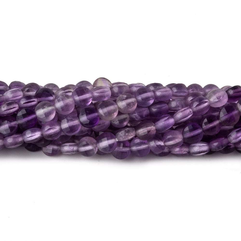 4mm Shaded Amethyst checkerboard calibrated faceted coins 12.5 inch 85 beads AAA