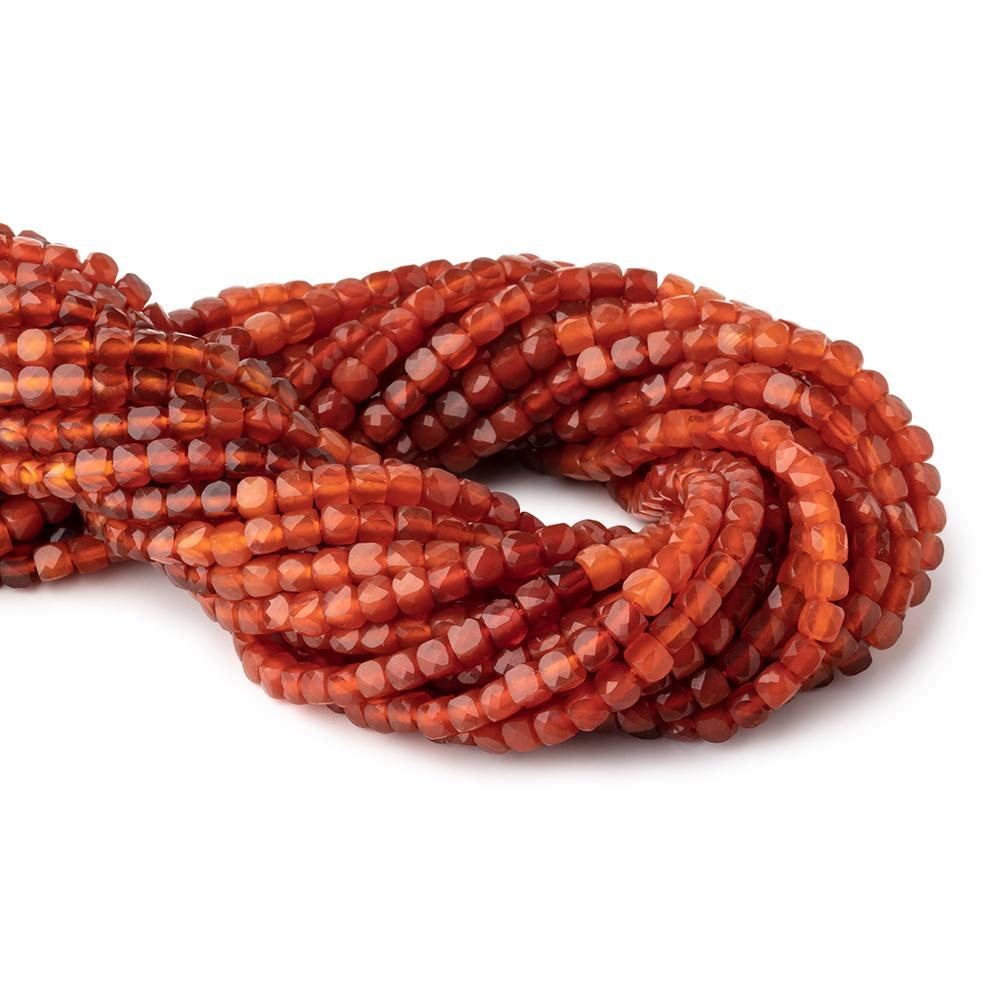 4mm Shaded Carnelian Micro Faceted Cube Beads 12 inch 80 pieces