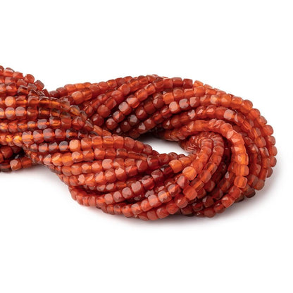 4mm Shaded Carnelian Micro Faceted Cube Beads 12 inch 80 pieces