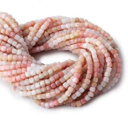 4mm Shaded Pink Peruvian Opal micro faceted cubes 12 inch 75 beads