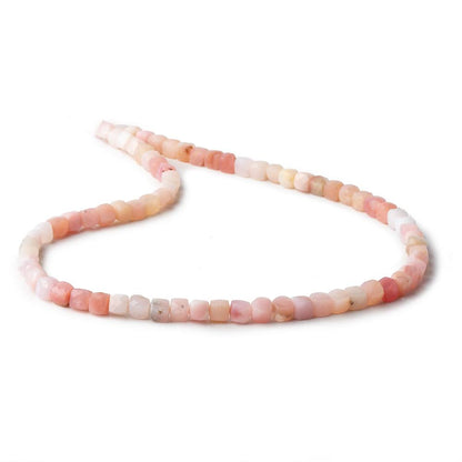 4mm Shaded Pink Peruvian Opal micro faceted cubes 12 inch 75 beads
