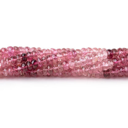 4mm Shaded Pink Tourmaline Faceted Rondelle 14 inch 154 Beads AA