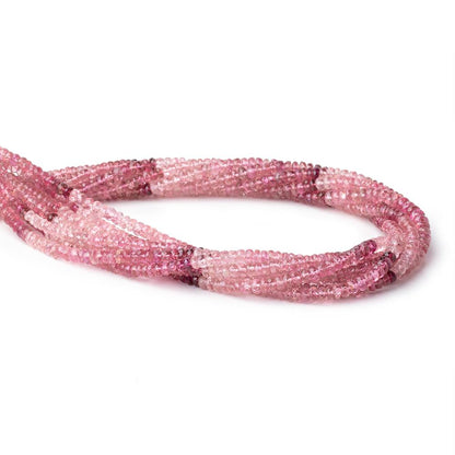4mm Shaded Pink Tourmaline Faceted Rondelle 14 inch 154 Beads AA