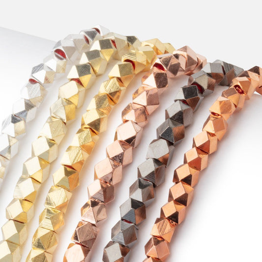 4mm Shiny Faceted Nugget Beads 8 inch 47 pieces