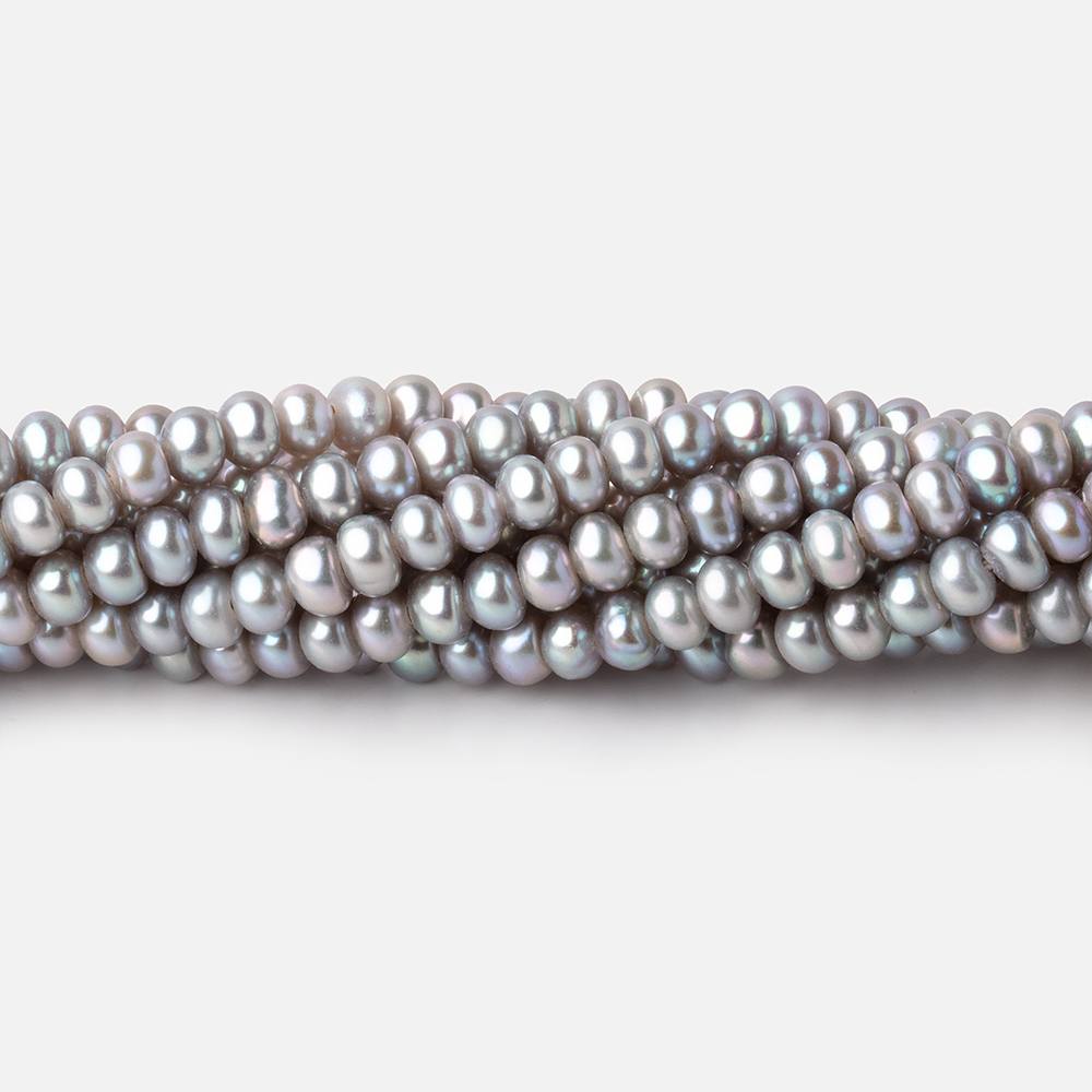 4mm Silver Center Drilled Button Freshwater Pearls 15.5 inch 142 Beads AA