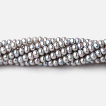 4mm Silver Center Drilled Button Freshwater Pearls 15.5 inch 142 Beads AA